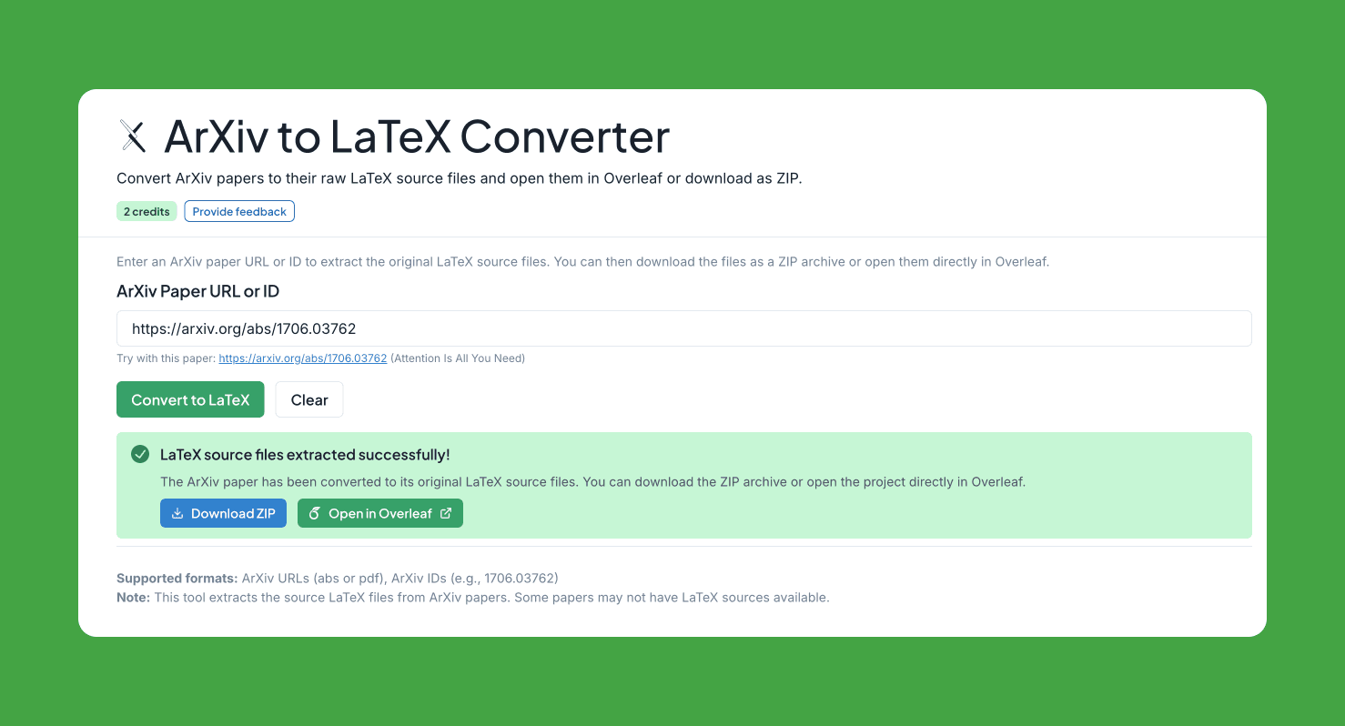 ArXiv to LaTeX: Fetch .tex Source Files Instantly