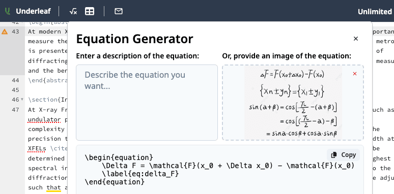 Writing LaTeX Math Equations with AI