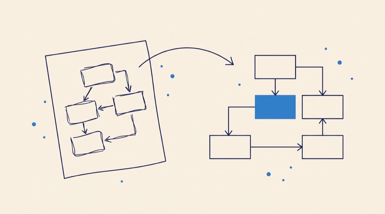 A hand-drawn sketch converted into a clean TikZ diagram