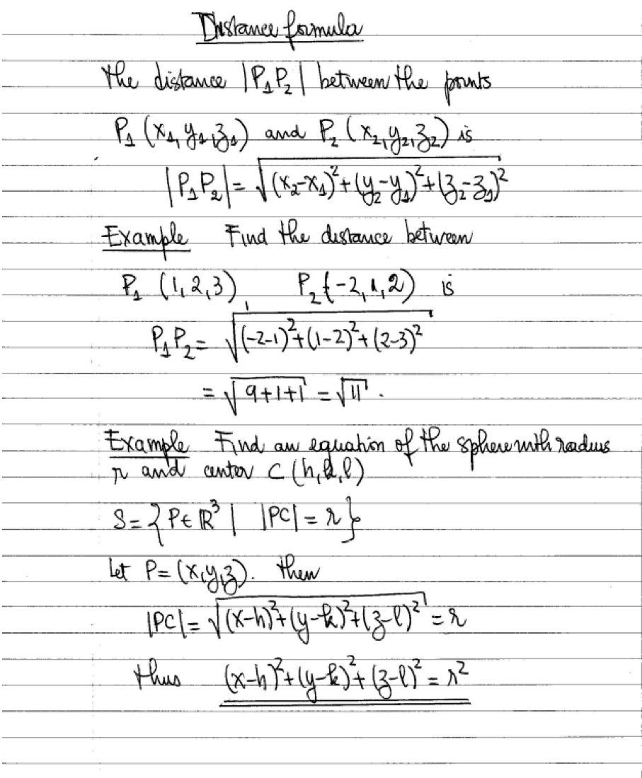 Scanned handwritten notes