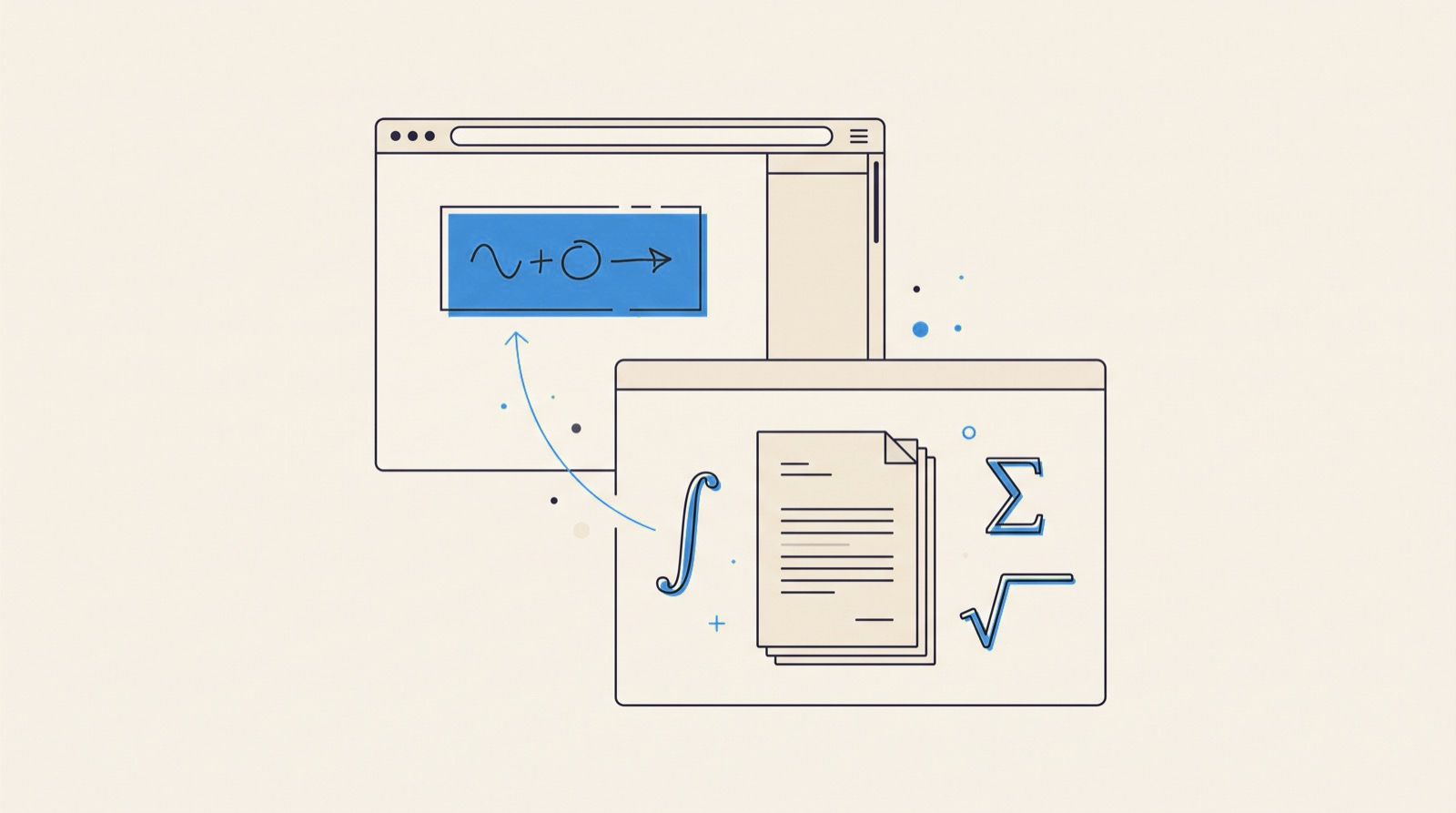 The Underleaf side panel sending a snipped equation into the Underleaf web app