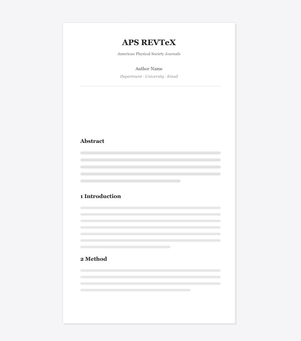 APS REVTeX LaTeX template preview